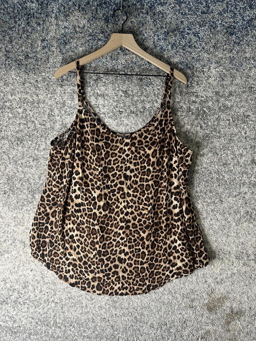 Torrid Tank Top Womens 3 Brown Leopard Print Adjustable Strap Cami Stretch
